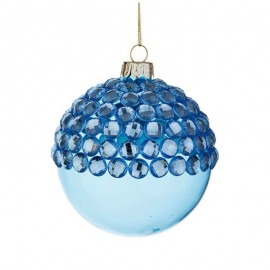 JEWEL Bola navideña de cristal azul claro 10 cm Bola de Navidad