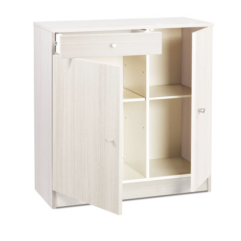 Armario multiusos bajo con dos puertas y un cajón Blanco 77x34x h80 cm