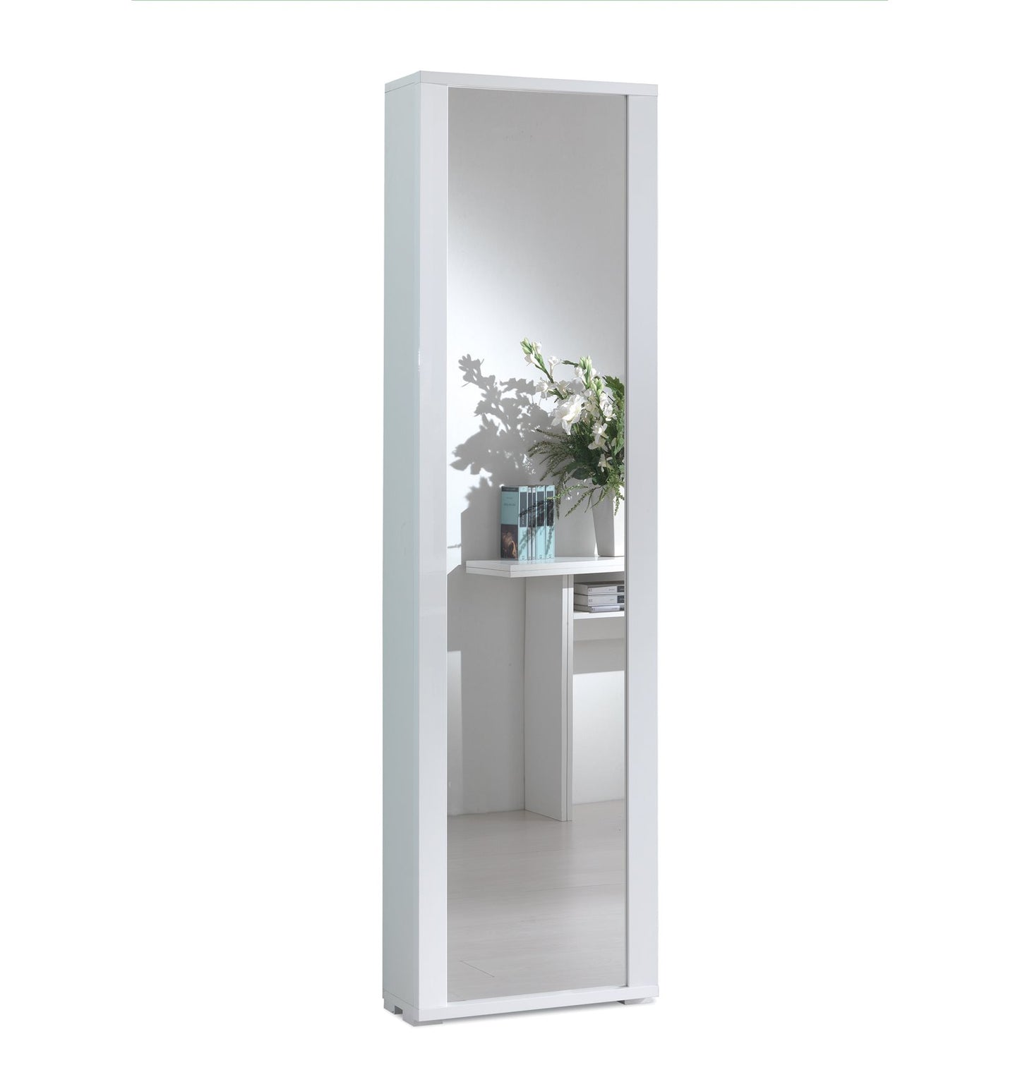 Mueble Con Marco De Espejo Puerta Siete Estantes Marco De Espejo Blanco Blanco