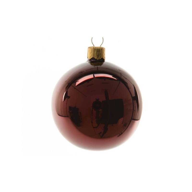 Adorno navideño de cristal rojo oscuro brillante para árbol 15 cm