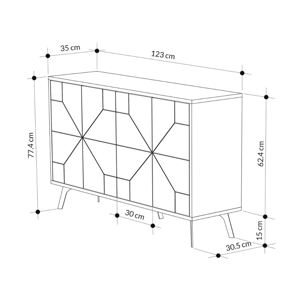 Aparador Dune 2 puertas gris tórtola 123 cm