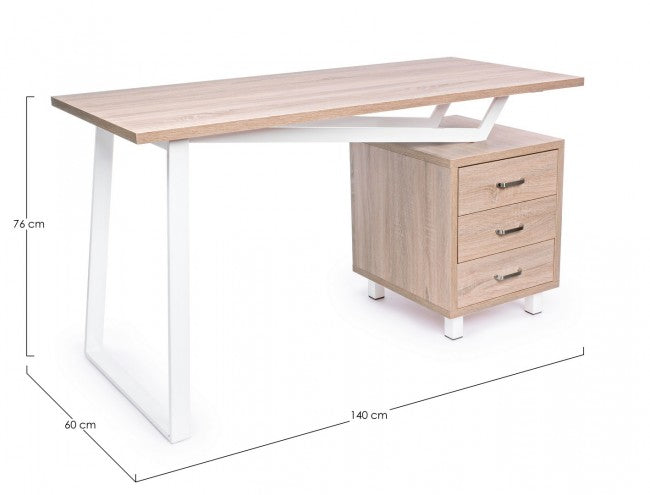 Escritorio de madera blanco con cómoda Armande 140 x 60 x 76 h cm