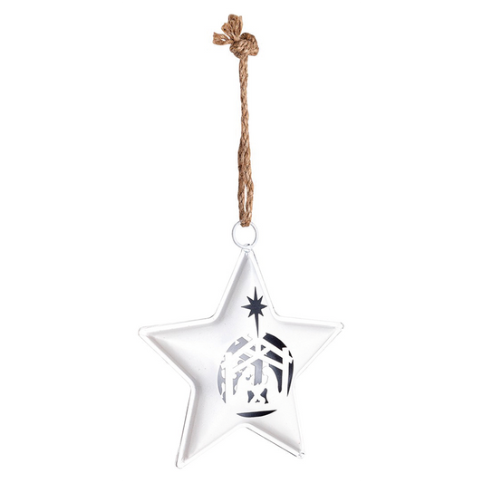 Colgante estrella de Natividad blanco Alt. 17 cm