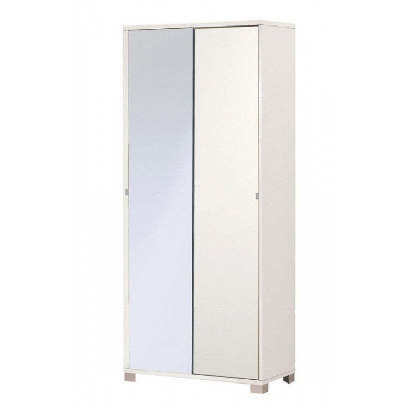 Armario multiusos dos puertas correderas con espejo Blanco 82x41x h190 cm