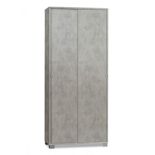 Armario multiusos de dos puertas correderas con estantes Beton Cemento 82x41x h190 cm