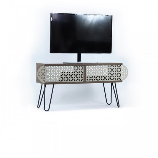 Mueble TV industrial urbano de nogal negro cm 106 x 30 x 48 h