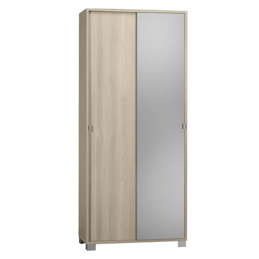 Armario multiusos dos puertas correderas con luz espejo Olmo 82x41x h190 cm