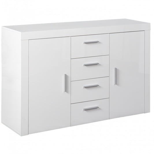 Mueble 2 Puertas 4 Cajones Lacado Blanco 134X40Xh cm. 86