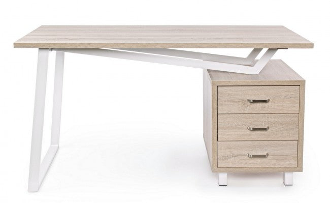 Escritorio de madera blanco con cómoda Armande 140 x 60 x 76 h cm