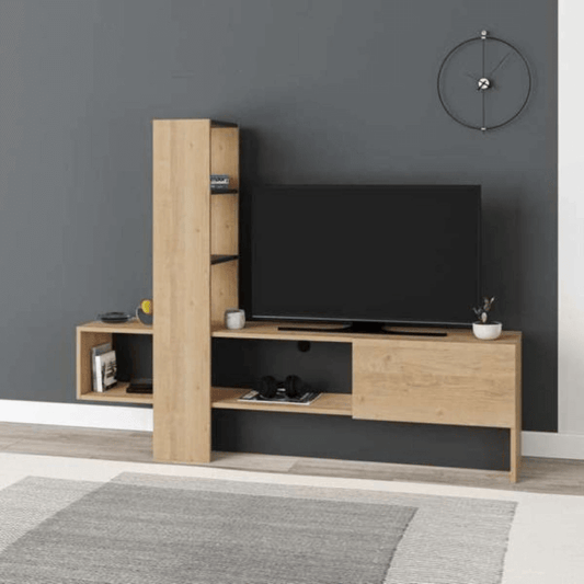 Mueble TV Troya en roble antracita con puerta abatible