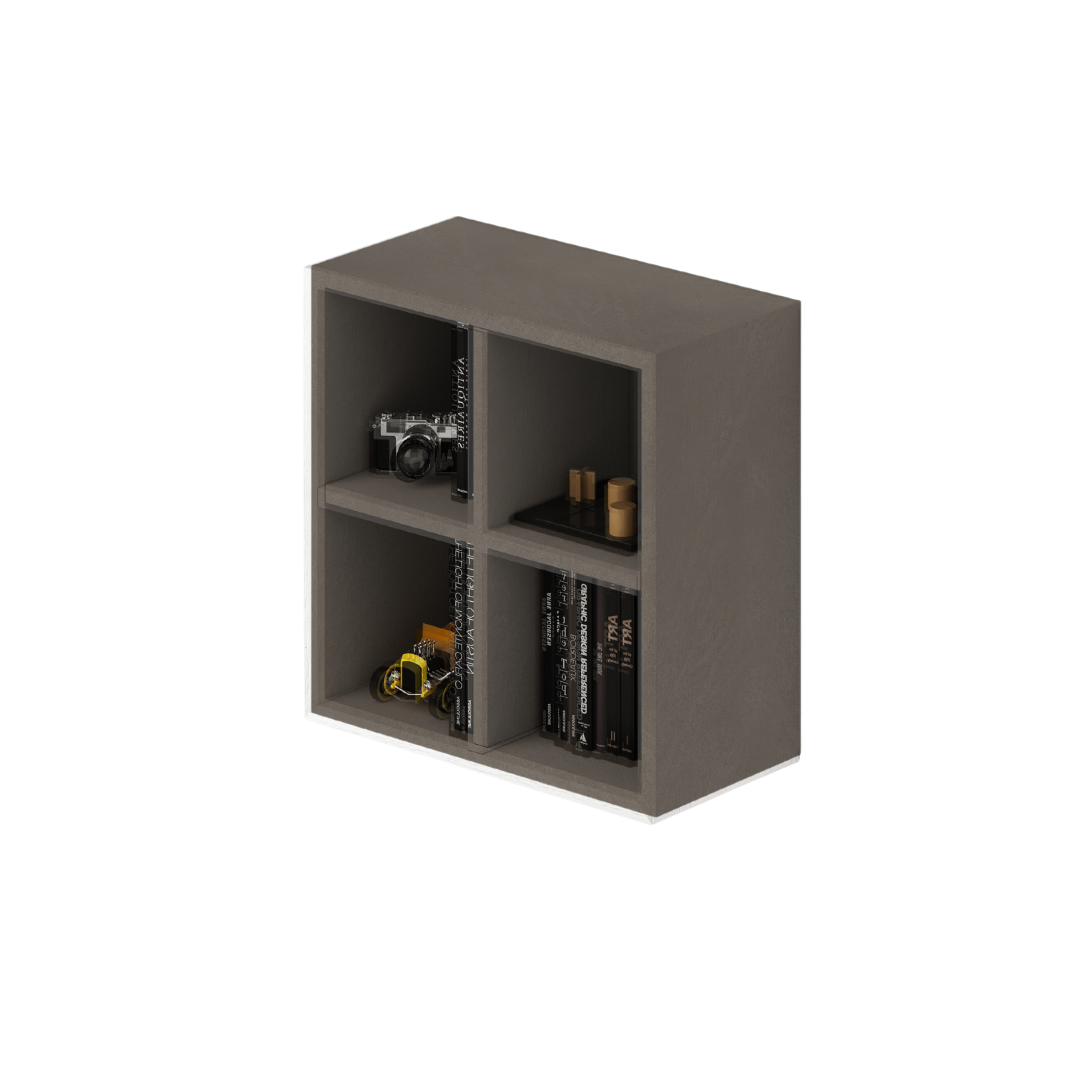 Mueble alto 4 compartimentos con puerta color Mud Al.60x60x30cm