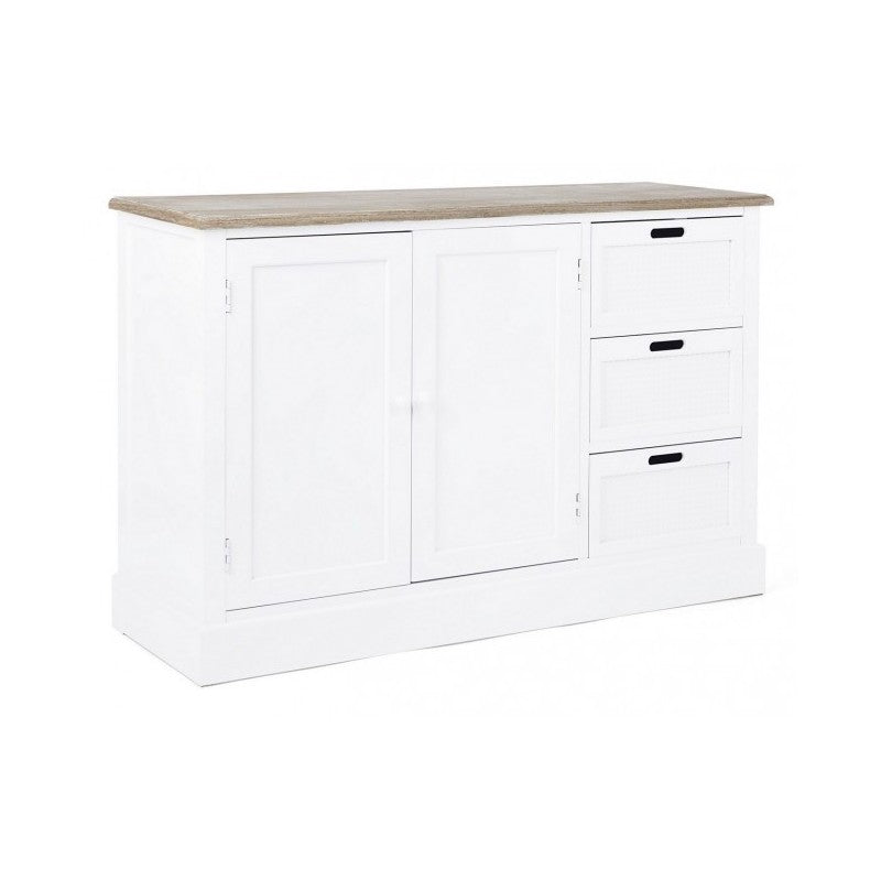 Aparador de MDF blanco con dos puertas y tres cajones DOROTEA 123x40x h82 cm