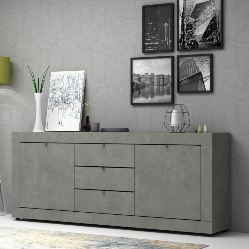 Aparador 2 puertas y 3 cajones Ocean gris beton 210x45xh.85 cm 