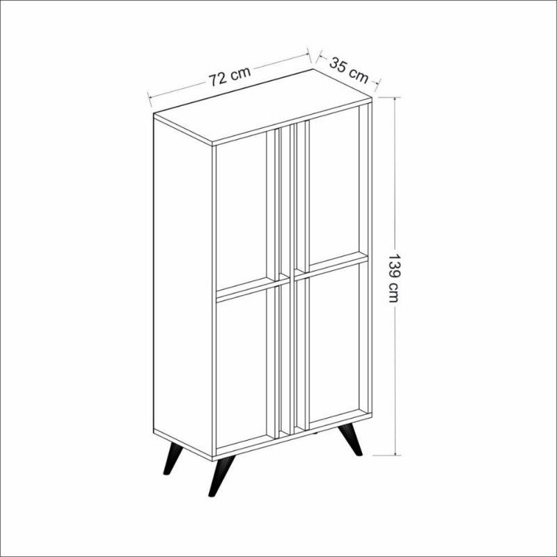 Aparador alto 4 puertas nogal antracita 72x35x139h cm