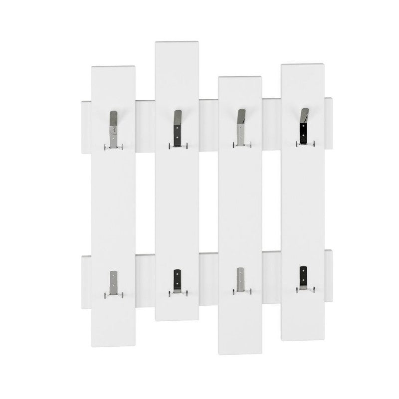 Appendiabiti a muro bianco con 8 ganci Wave  64xh.81 cm