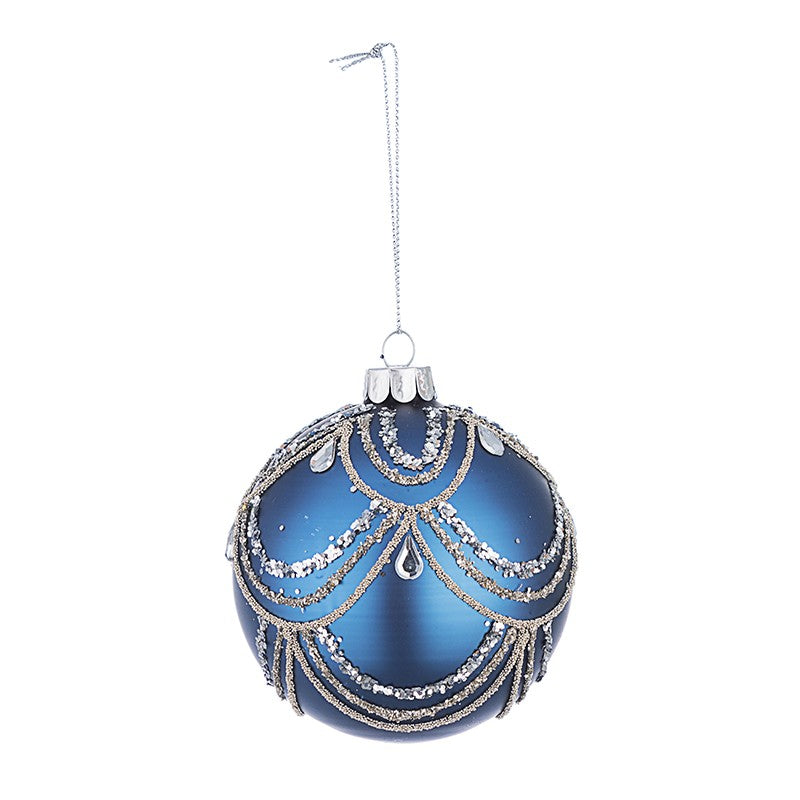 Bola navideña de cristal Lavish Blue 8 cm