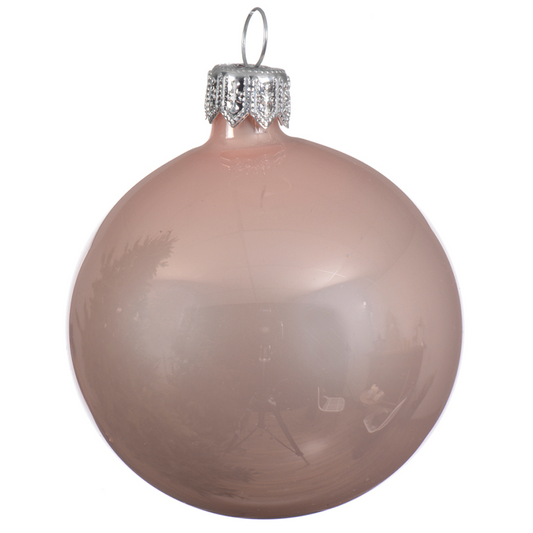 Bola de Navidad de cristal rosa brillante Ø10 cm