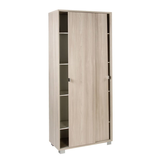 Armario multiusos dos puertas correderas con estantes Light Olmo 82x41x h190 cm