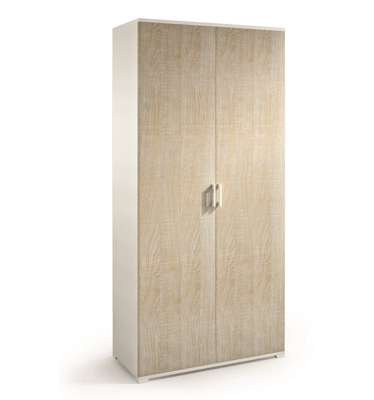 Mueble con doble puerta y cuatro estantes regulables, puertas de roble blanco