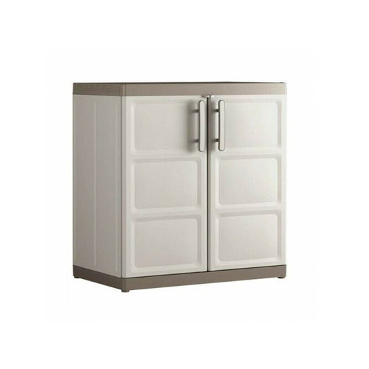 Armario multiusos bajo con dos puertas y dos baldas Beige EXCELLENCE 89x54x h93 cm