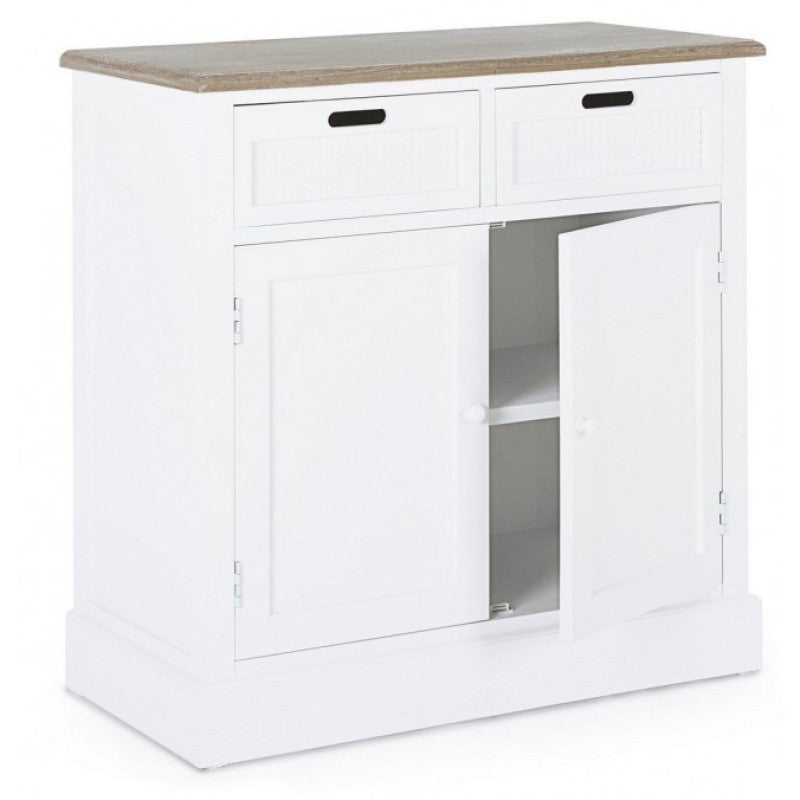 Aparador de MDF blanco con dos puertas y dos cajones DOROTEA 84x39,5x h85 cm