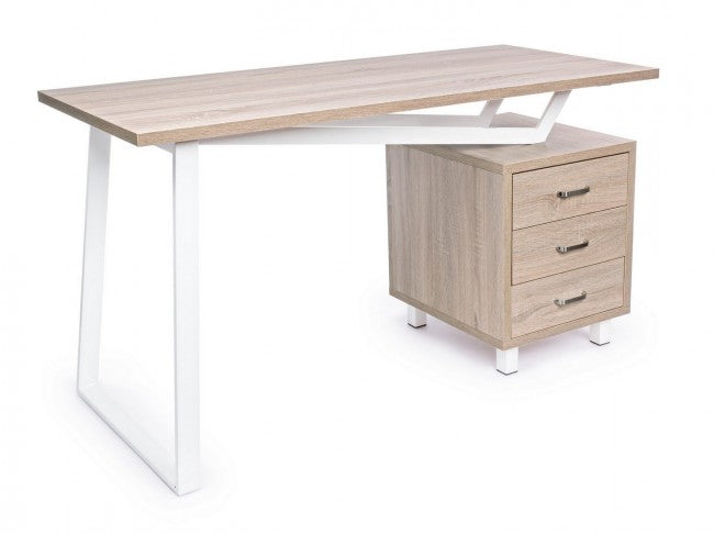 Escritorio de madera blanco con cómoda Armande 140 x 60 x 76 h cm