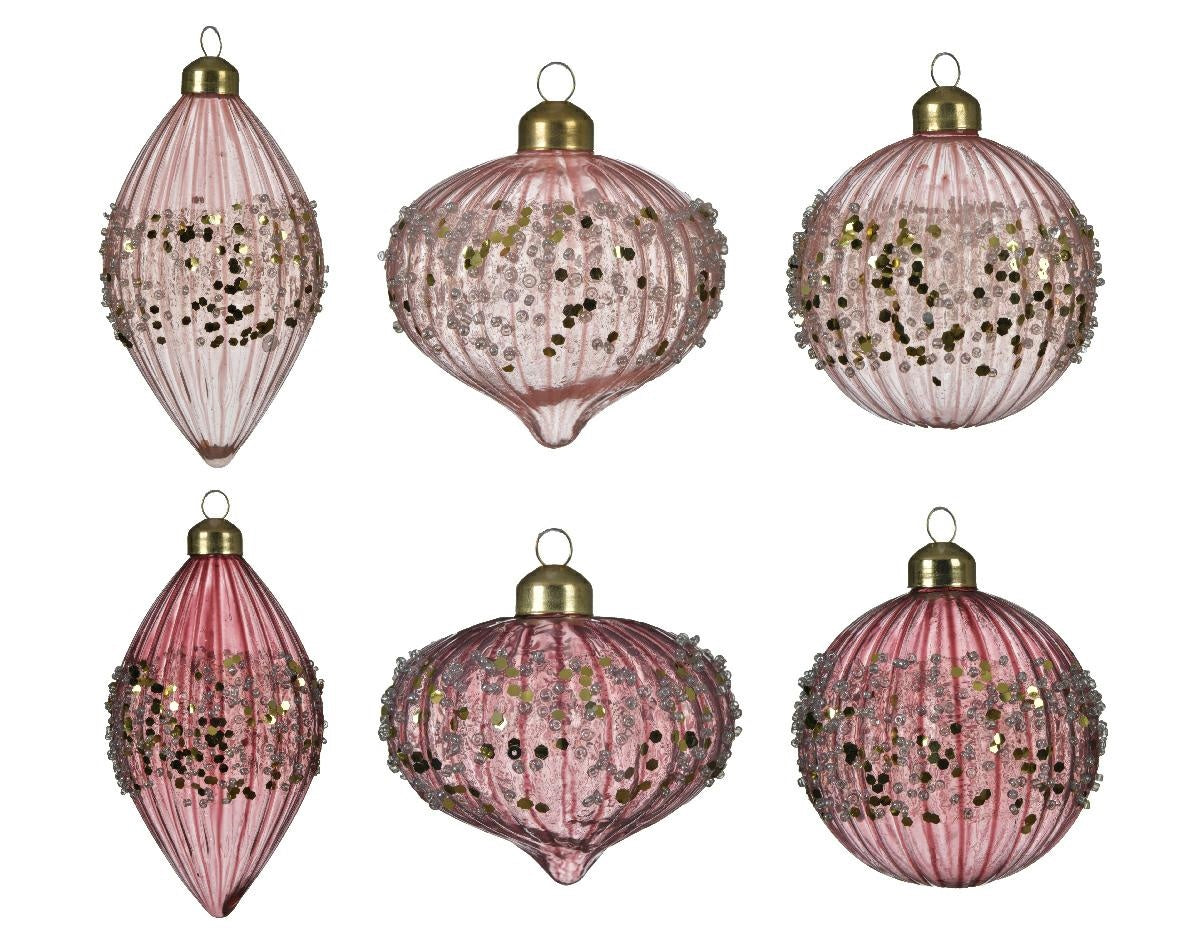 Bola de Navidad Decoris Rosa Cristal Purpurina 8cm Surtido