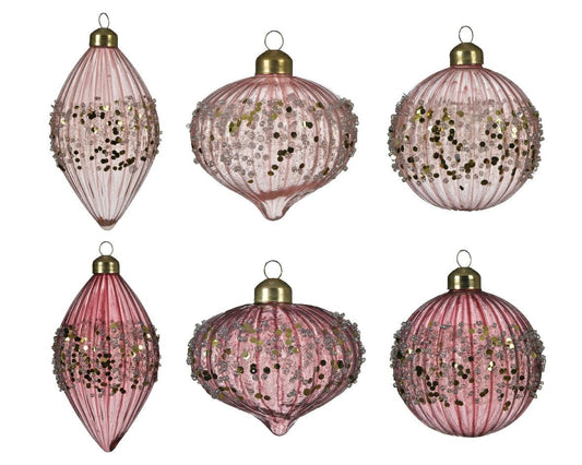 Bola de Navidad Decoris Rosa Cristal Purpurina 8cm Surtido