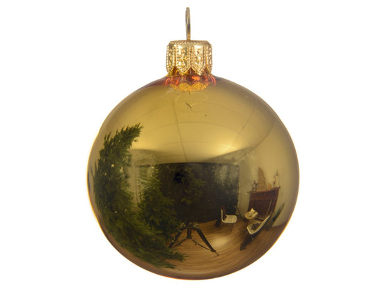 Bola de Navidad de cristal, color dorado brillante, 15 cm