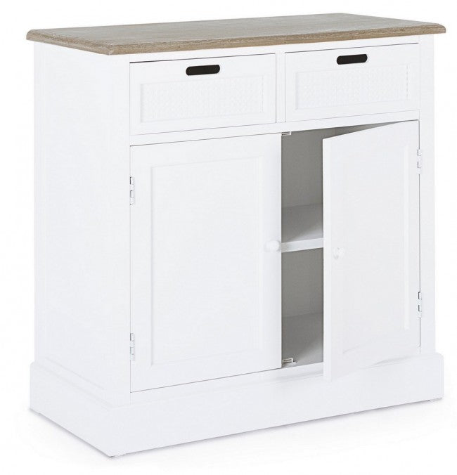 Aparador de MDF blanco con dos puertas y dos cajones DOROTEA 84x39,5x h85 cm