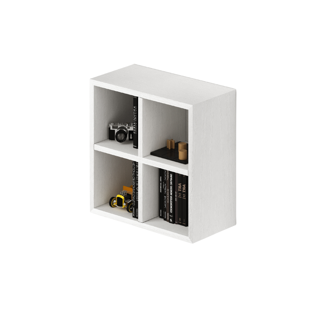 Mueble alto de 4 compartimentos con puerta blanca Al.60x60x30cm