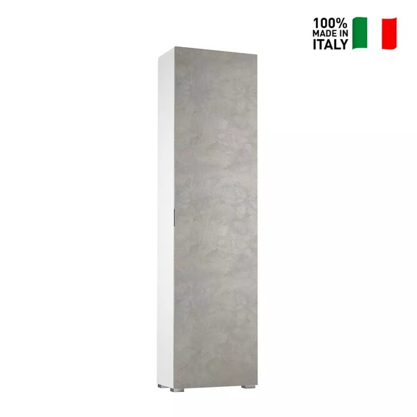 Mueble Con Puerta Siete Estantes blanco con puerta de hormigón