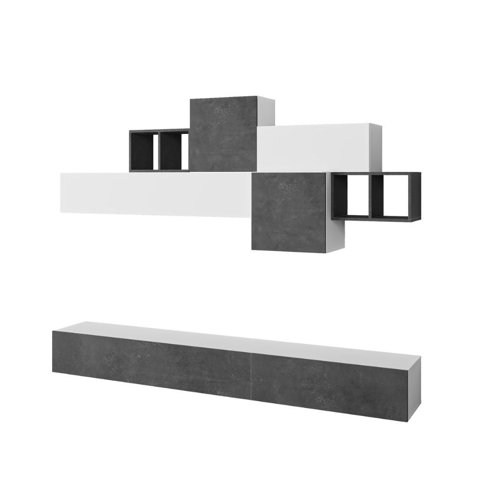 Sistema de pared tromen 260 cm. blanco retro gris MTV234472