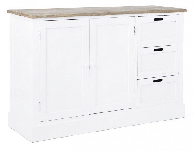 Aparador de MDF blanco con dos puertas y tres cajones DOROTEA 123x40x h82 cm