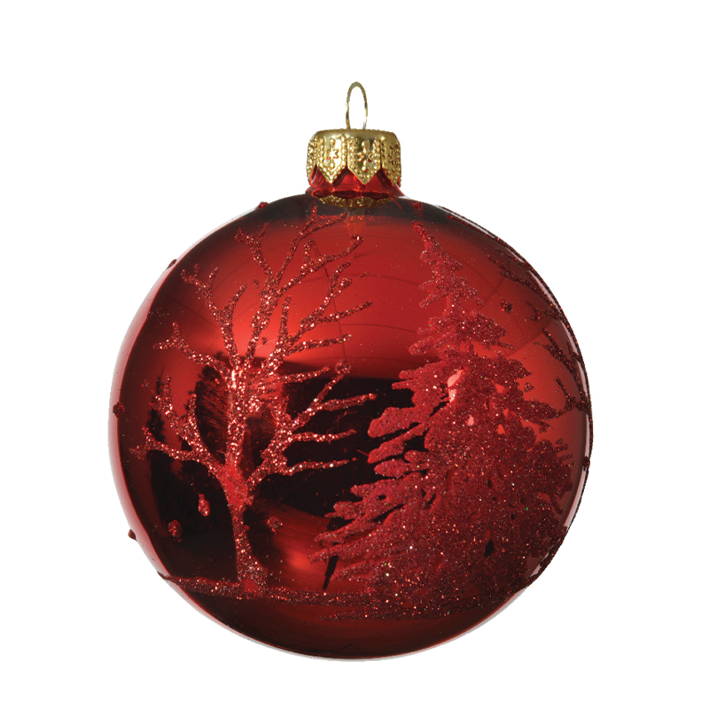 Bola de Navidad roja con decoración en relieve Ø8 cm