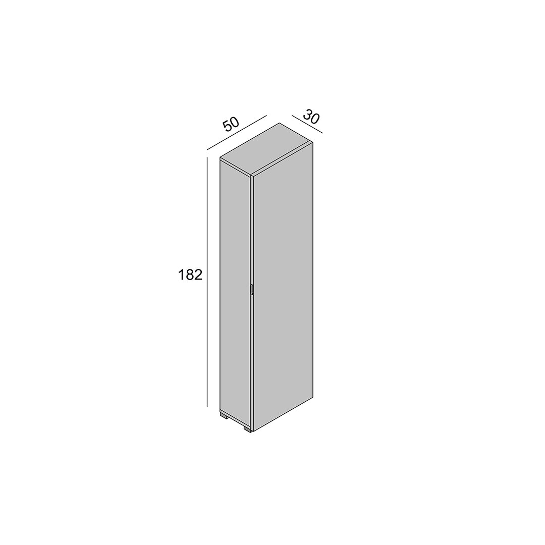 Mueble Con Puerta Siete Estantes blanco con puerta de roble