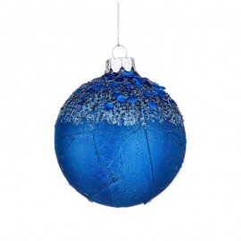 Bola navideña de cristal azul con purpurina Bola de Navidad AILEEN de 8 cm