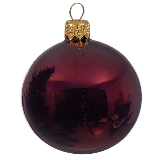 Bola de Navidad rojo oscuro brillante Ø7 cm