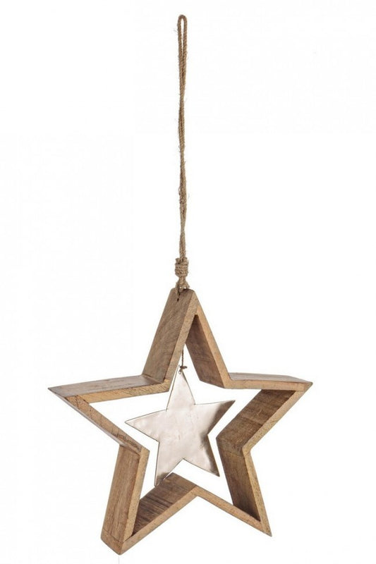 2x Colgante de estrella de madera Ginevra