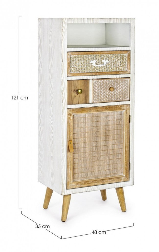 Mueble Eloise 1 puerta 2 cajones en madera natural 48x35x121h cm