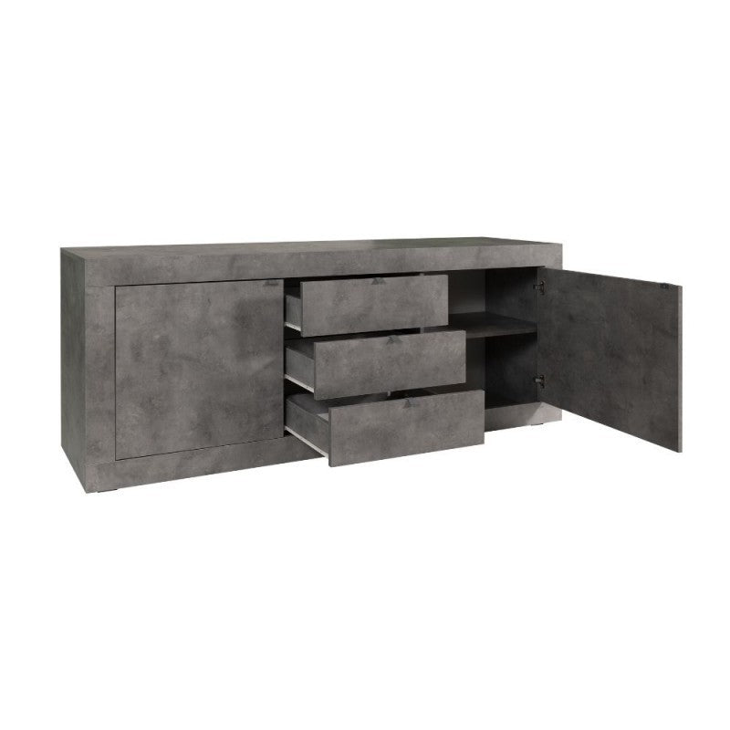 Aparador 2 puertas y 3 cajones Ocean gris beton 210x45xh.85 cm 