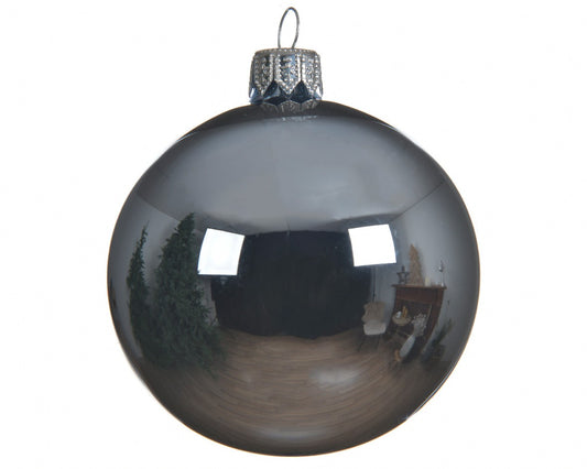 Adorno para árbol de Navidad, bola de cristal gris brillante, 8 cm