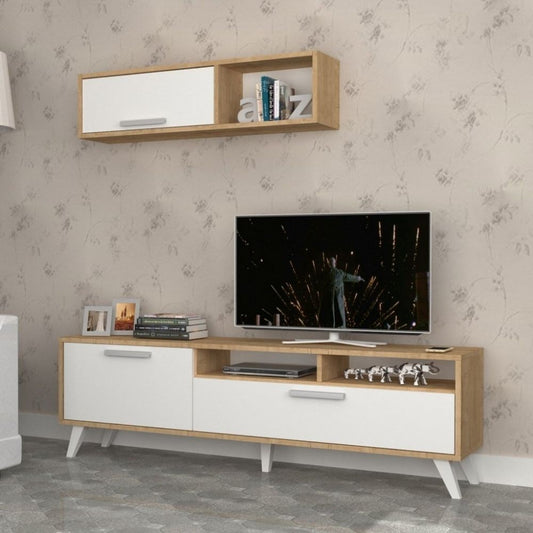 Mueble TV Slim D2306TV180M109 roble blanco 180x35x47h