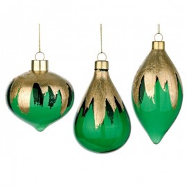 Colgante de cristal Verde Oro PINTURA Bola de Navidad 1 pieza