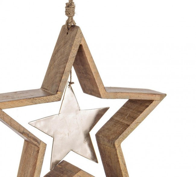 2x Colgante de estrella de madera Ginevra