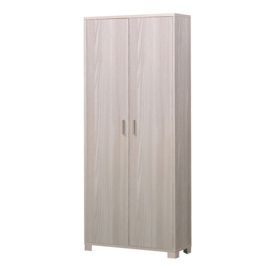 Armario multiusos slim con dos puertas y ocho estantes en Light Olmo 83x29x h190 cm