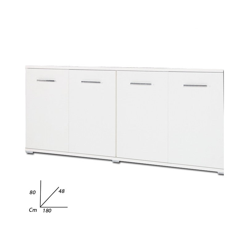 Mueble de salón multiusos blanco en madera melaminada 180x80x45 cm