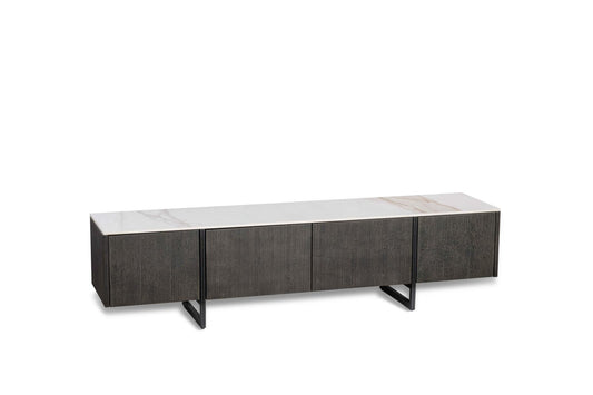 Mueble TV blanco-gris oscuro 40 cm x 180 cm Alt. 45 cm