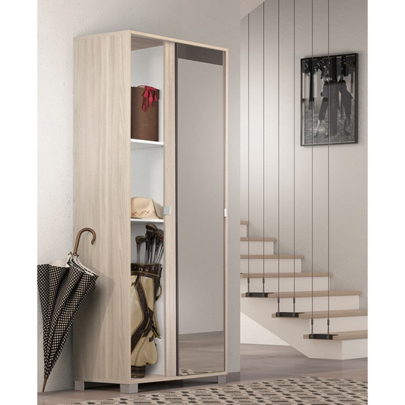 Armario multiusos dos puertas correderas con luz espejo Olmo 82x41x h190 cm