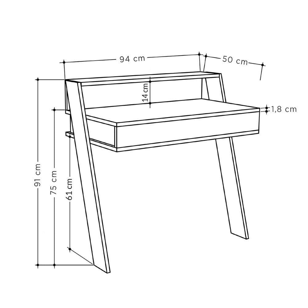 Escritorio de pared Cowork gris tórtola con cajón 94 cm.